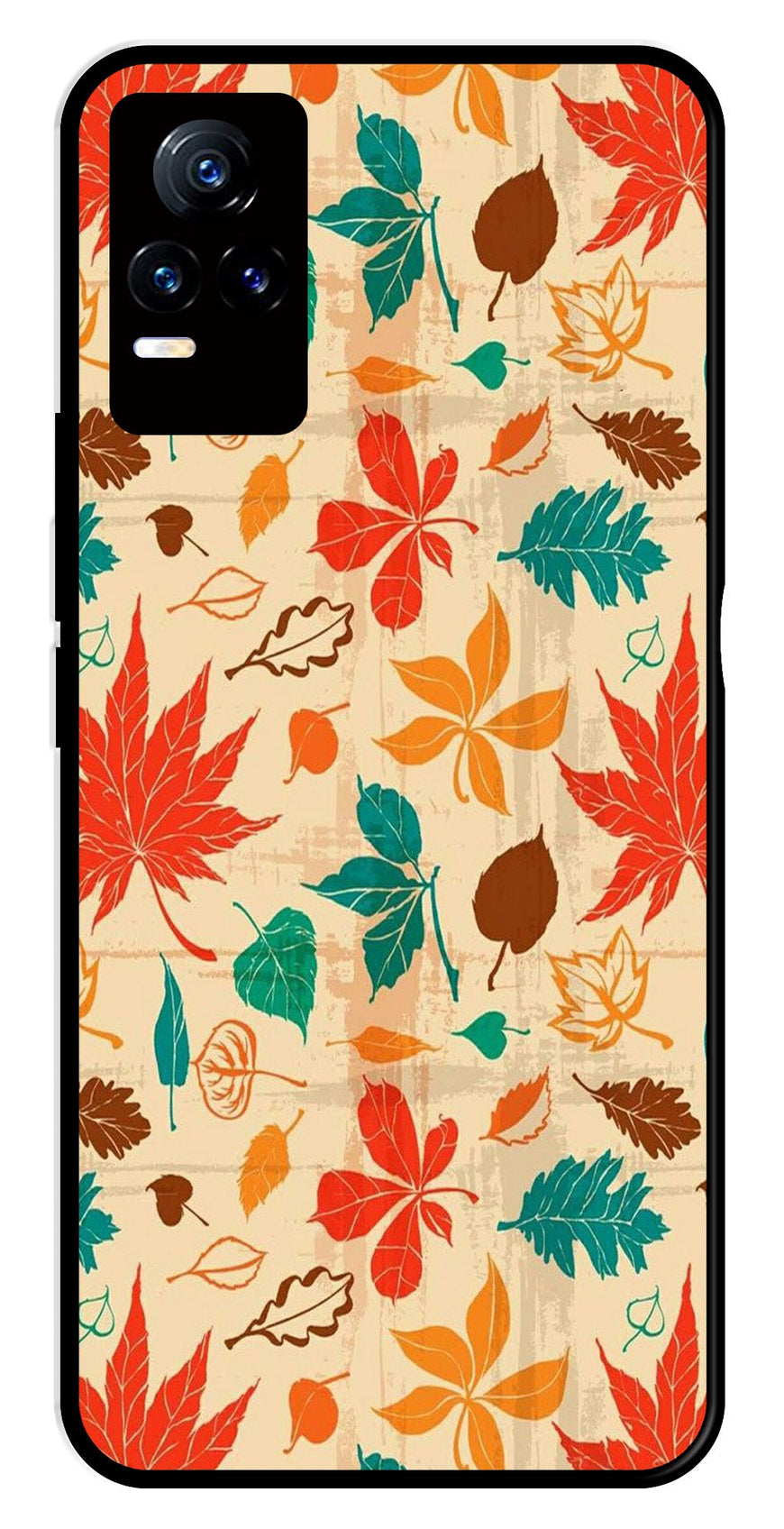 Leafs Design Metal Mobile Case for Vivo Y73 4G   (Design No -14)