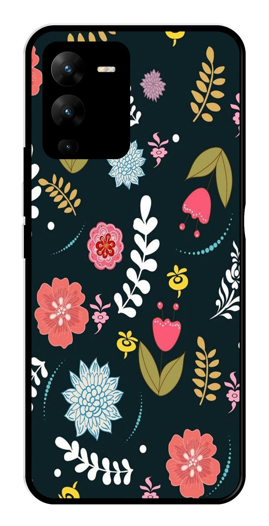 Floral Pattern2 Metal Mobile Case for Vivo V25 Pro   (Design No -12)