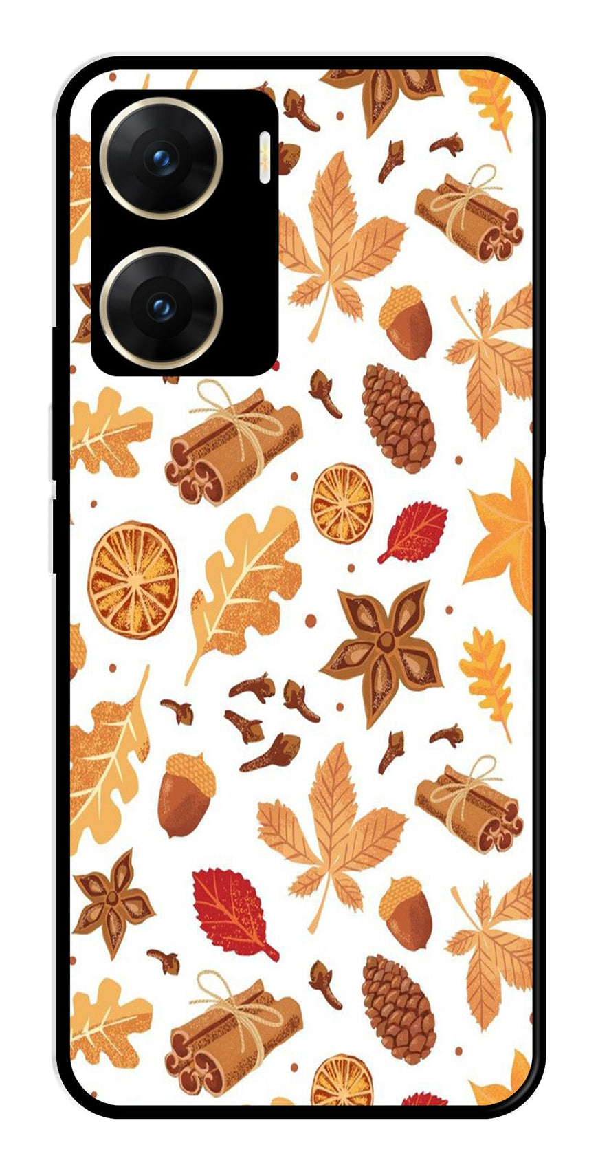 Autumn Leaf Metal Mobile Case for Vivo V29E 5G   (Design No -19)