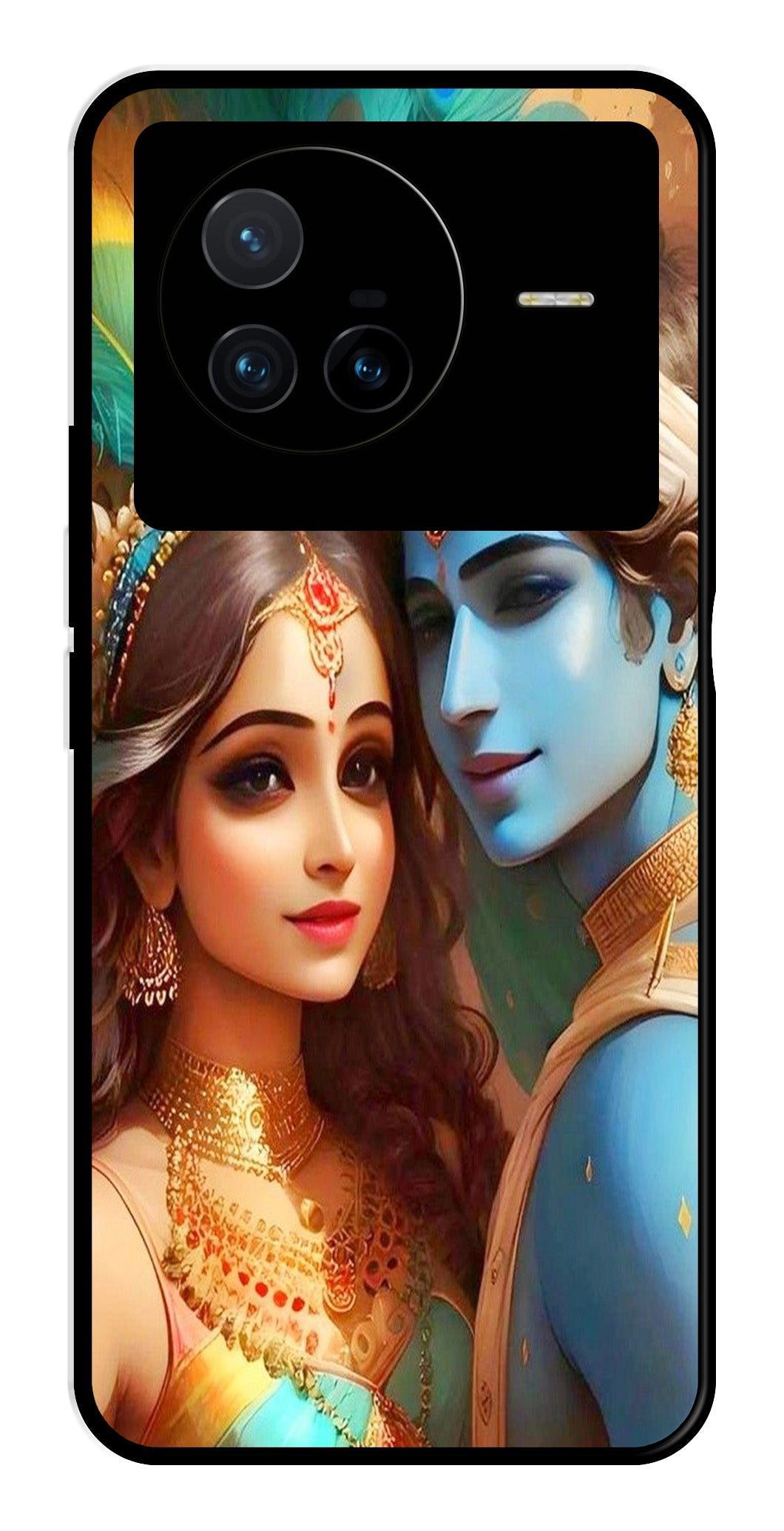 Lord Radha Krishna Metal Mobile Case for Vivo X80   (Design No -01)