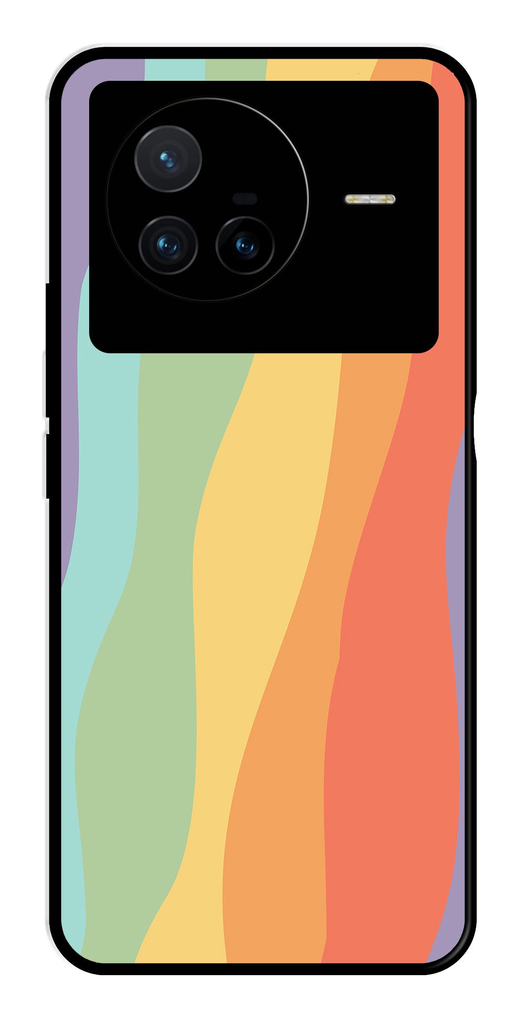 Muted Rainbow Metal Mobile Case for Vivo X80   (Design No -02)