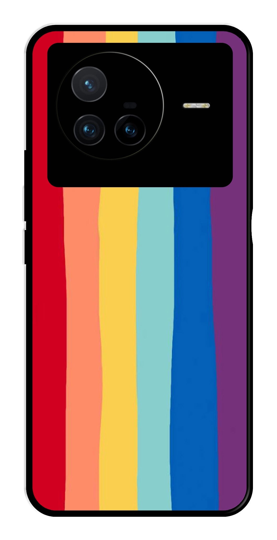 Rainbow MultiColor Metal Mobile Case for Vivo X80   (Design No -03)