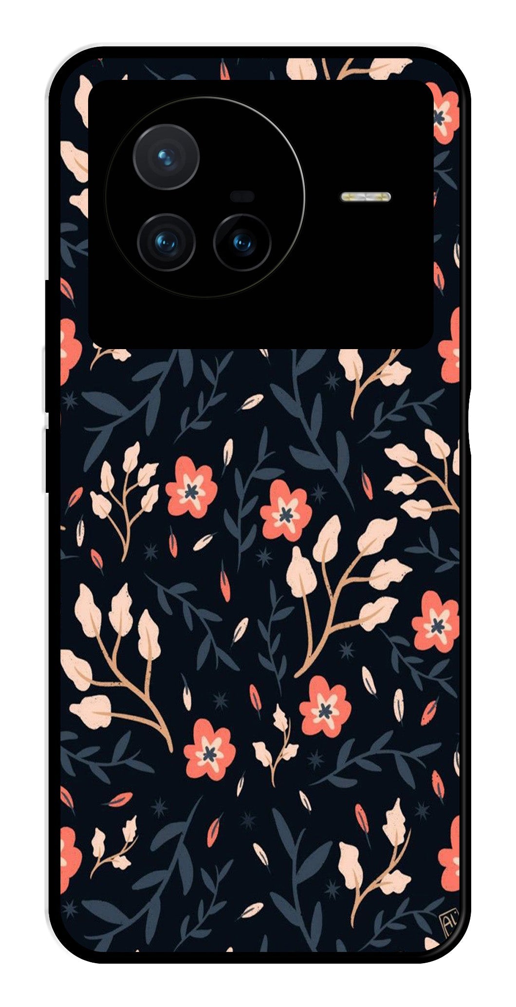 Floral Pattern Metal Mobile Case for Vivo X80   (Design No -10)