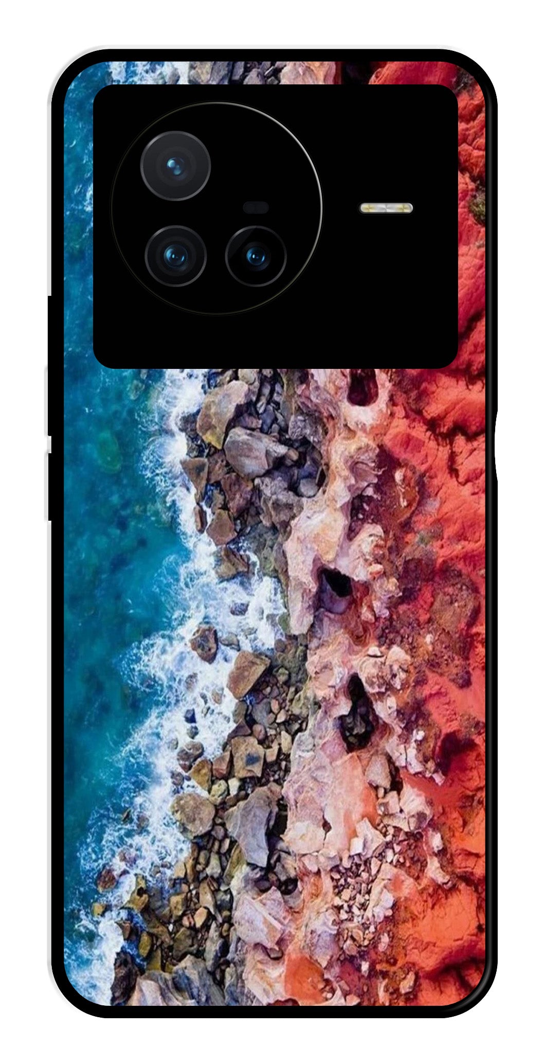 Sea Shore Metal Mobile Case for Vivo X80   (Design No -18)