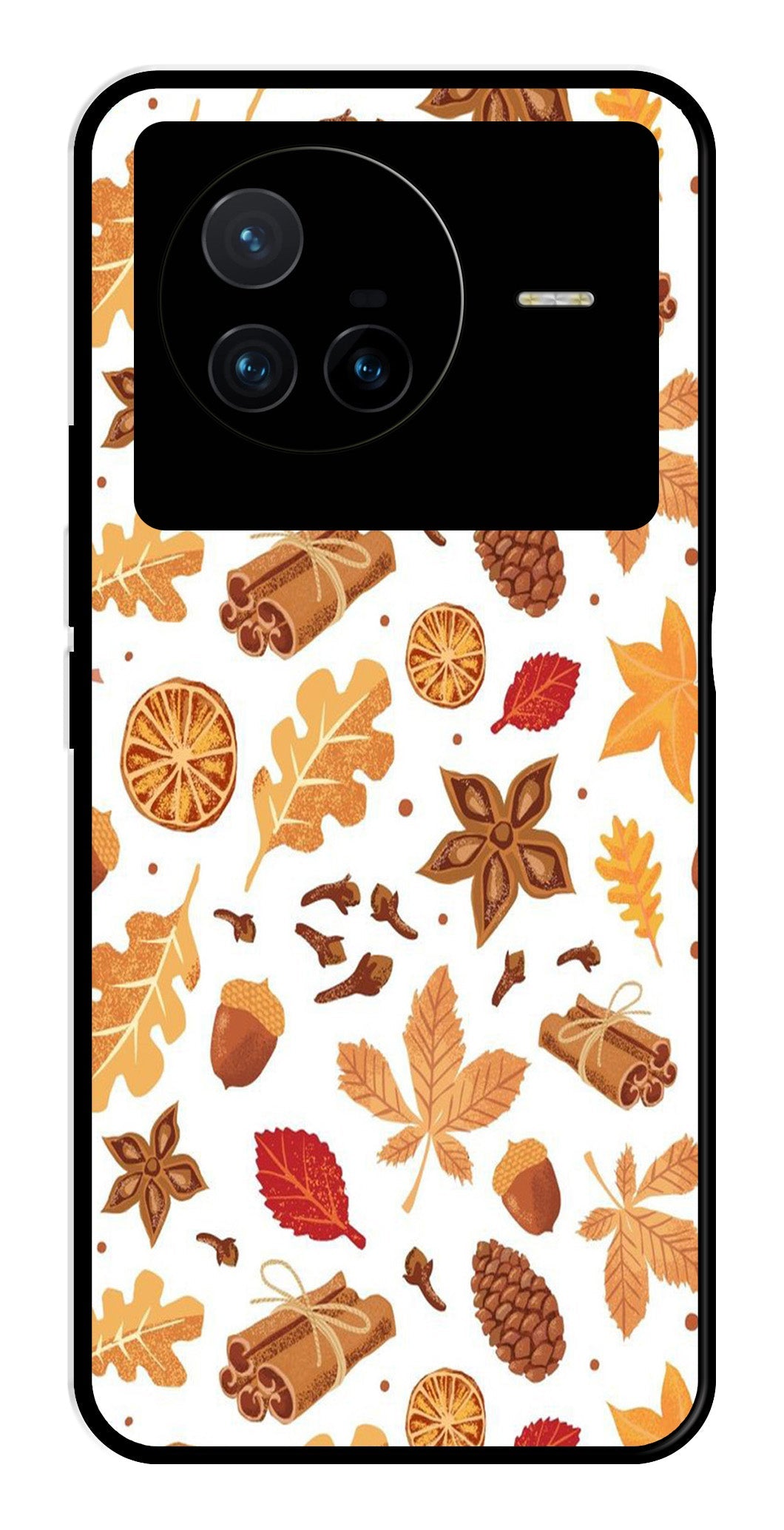 Autumn Leaf Metal Mobile Case for Vivo X80   (Design No -19)