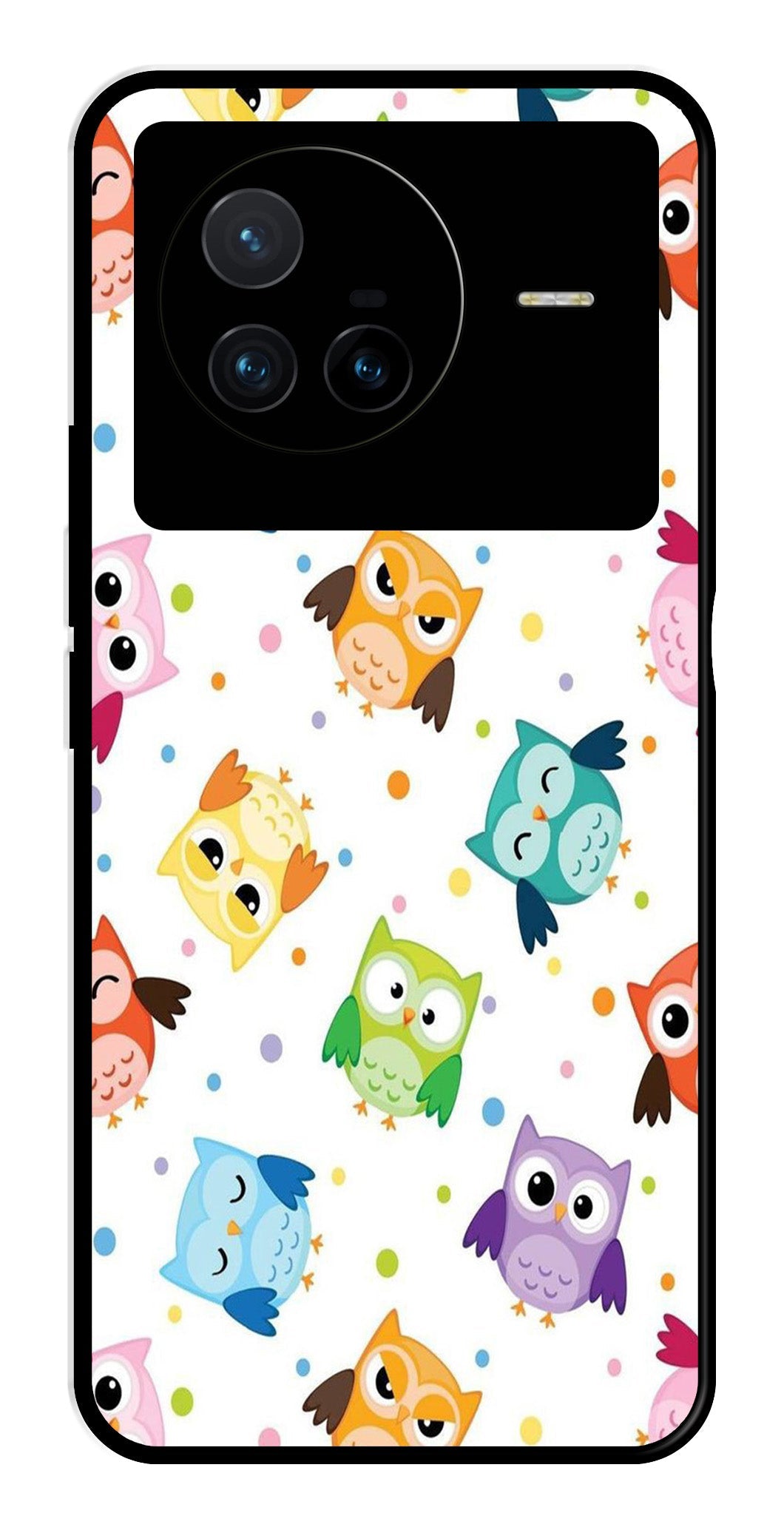 Owls Pattern Metal Mobile Case for Vivo X80   (Design No -20)