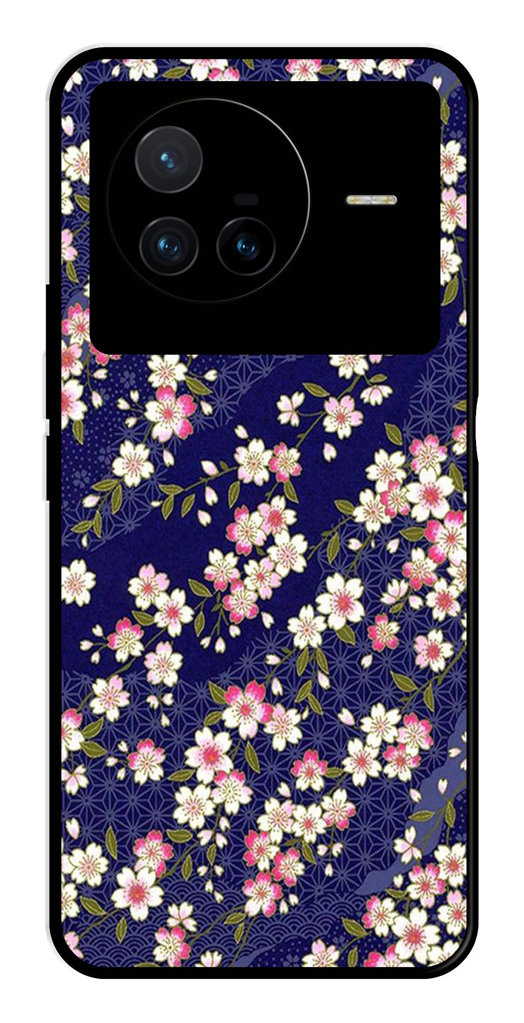 Flower Design Metal Mobile Case for Vivo X80   (Design No -25)