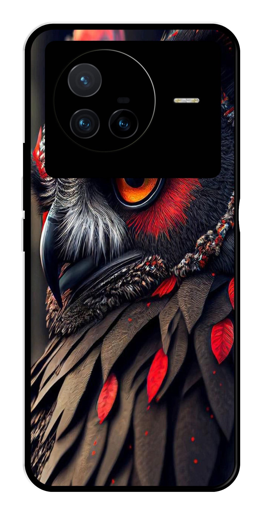 Owl Design Metal Mobile Case for Vivo X80   (Design No -26)