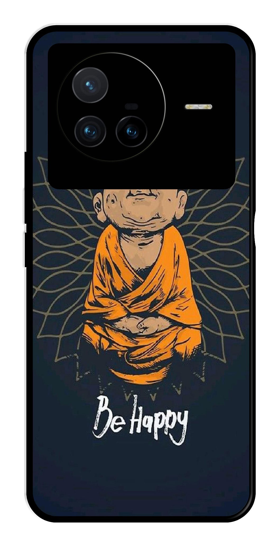 Be Happy Metal Mobile Case for Vivo X80   (Design No -27)