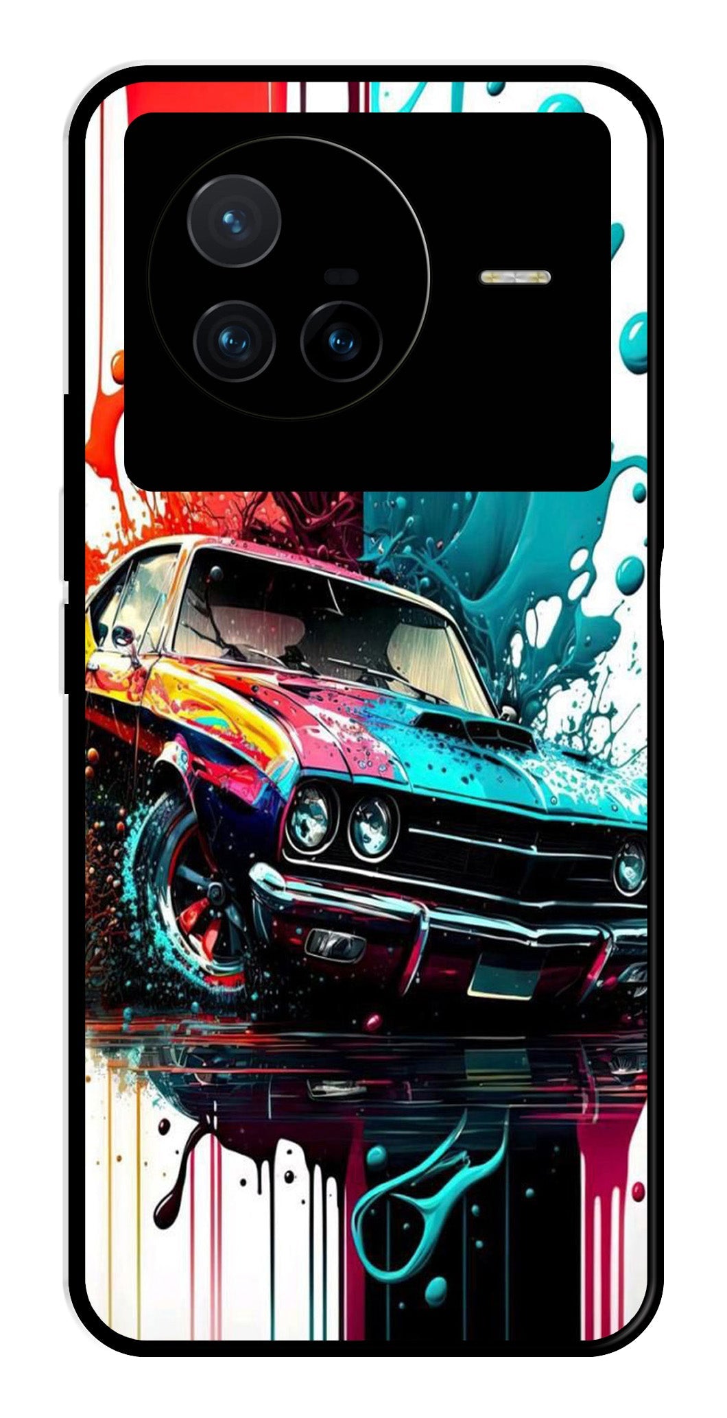 Vintage Car Metal Mobile Case for Vivo X80   (Design No -29)