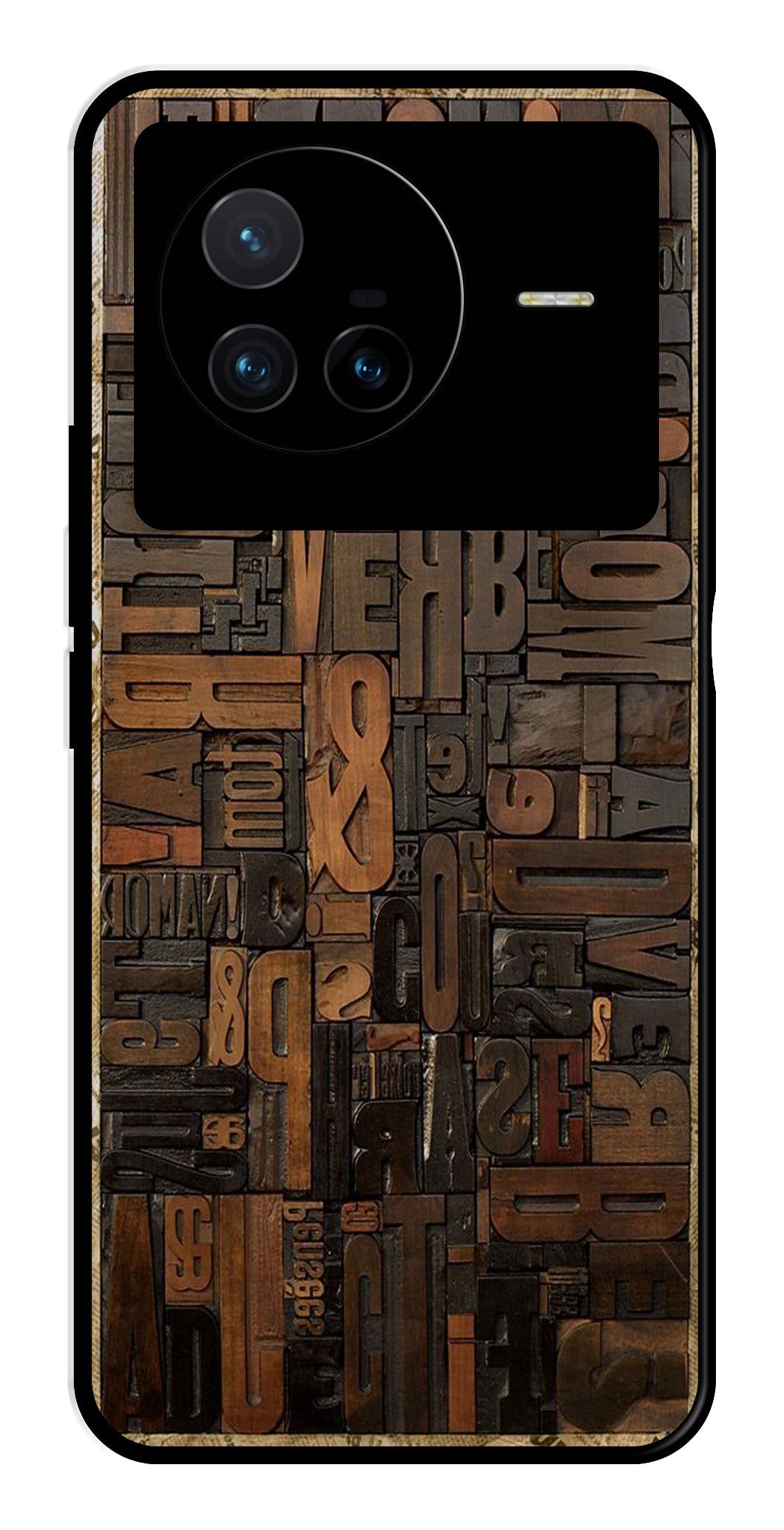 Alphabets Metal Mobile Case for Vivo X80   (Design No -32)