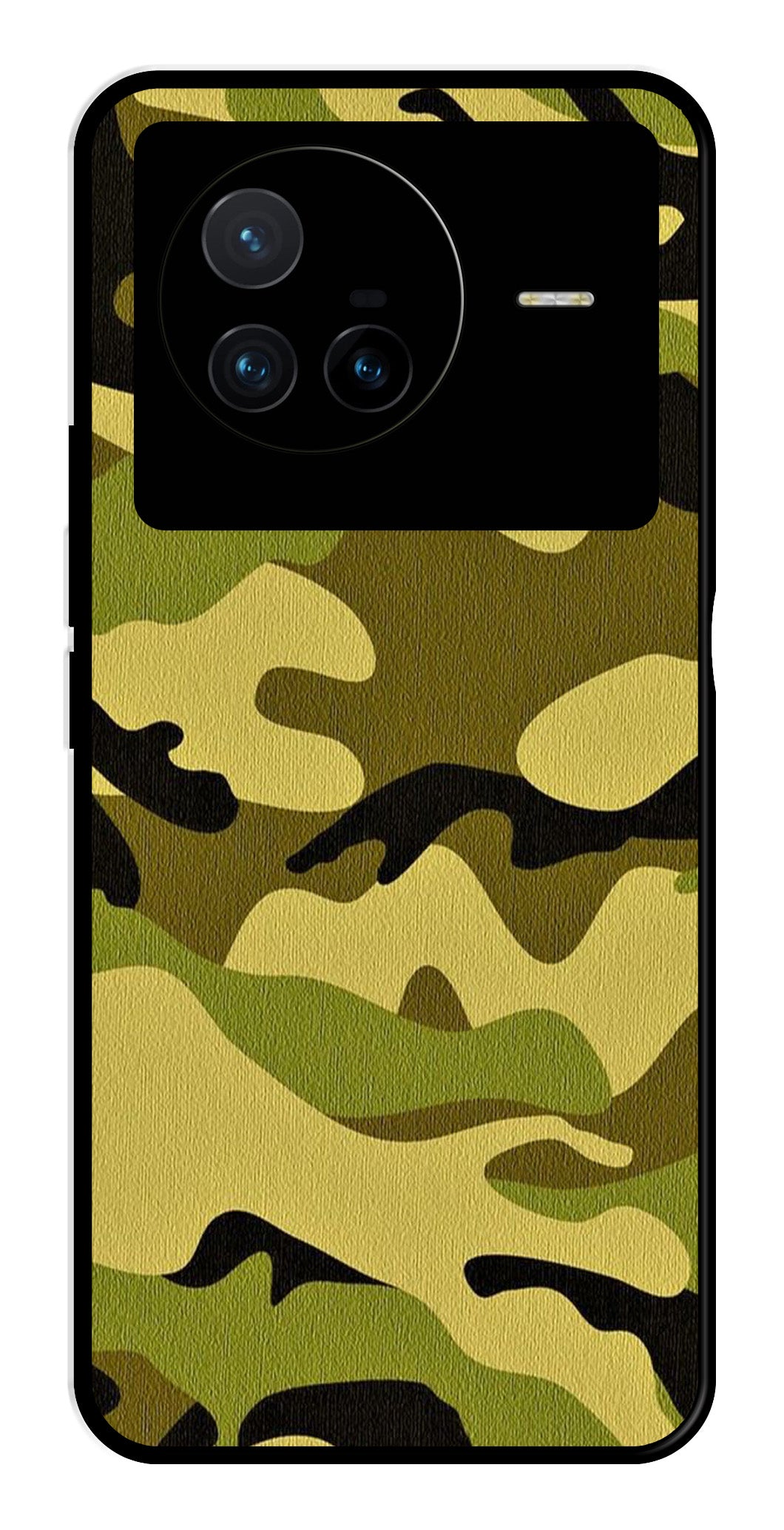 Army Pattern Metal Mobile Case for Vivo X80   (Design No -35)