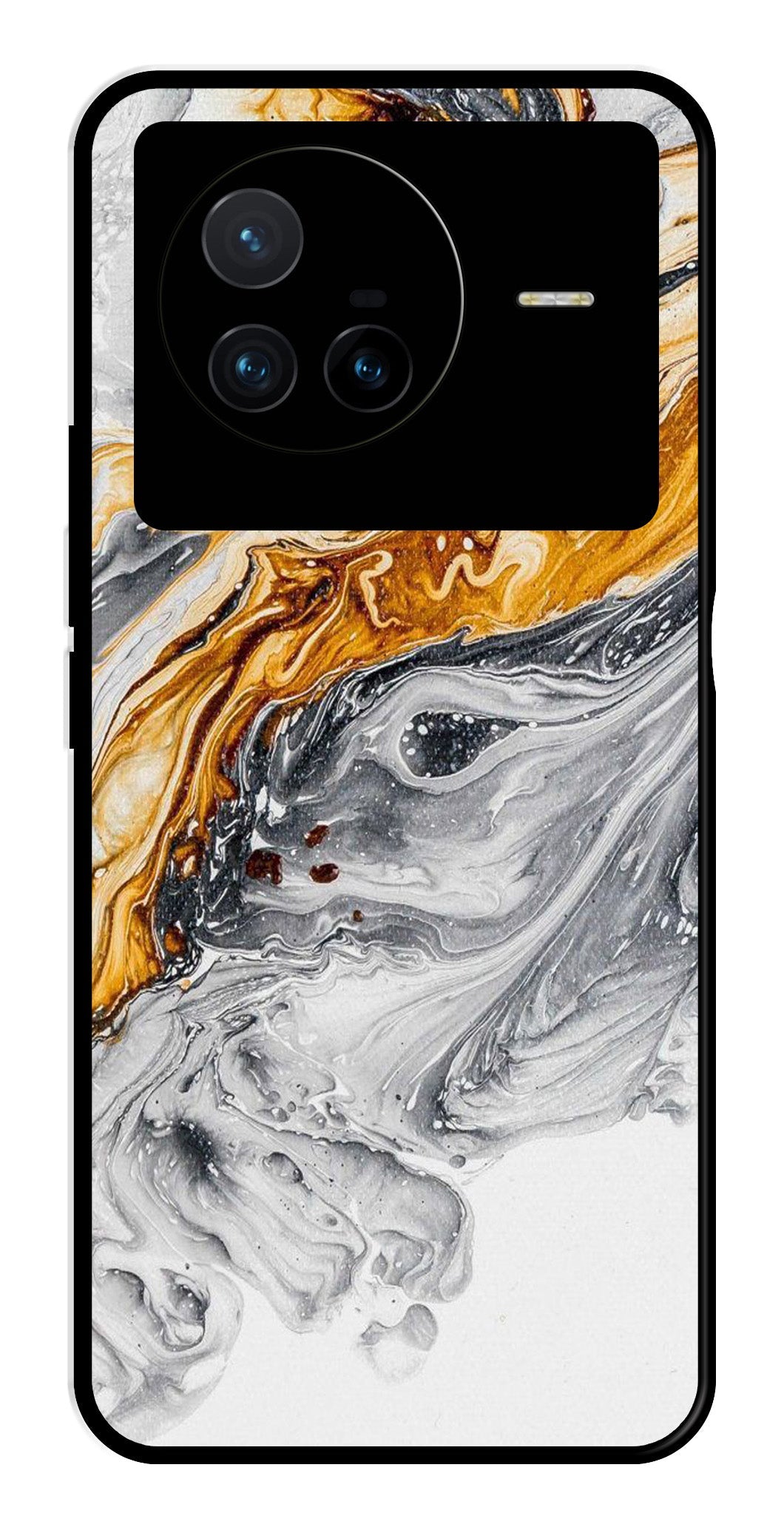 Marble Pattern Metal Mobile Case for Vivo X80   (Design No -36)