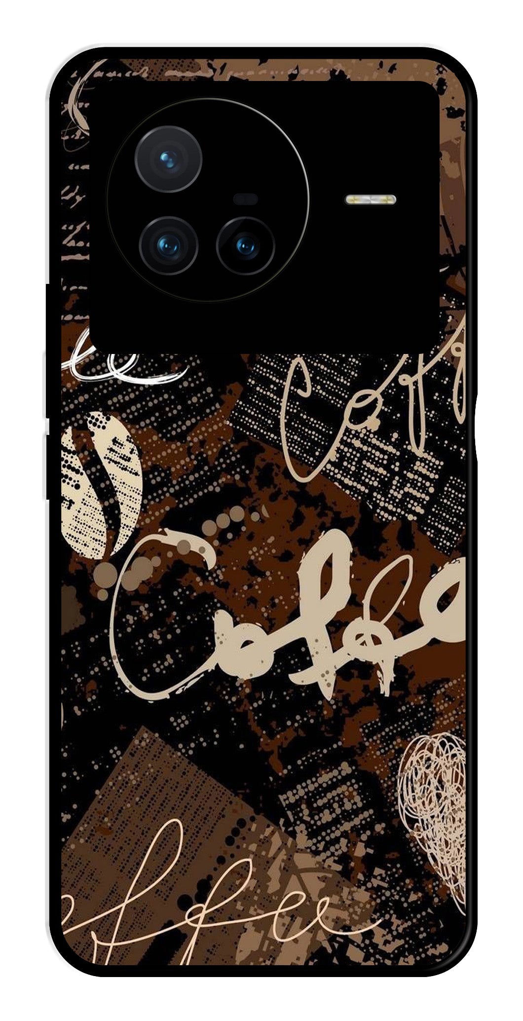 Coffee Pattern Metal Mobile Case for Vivo X80   (Design No -37)