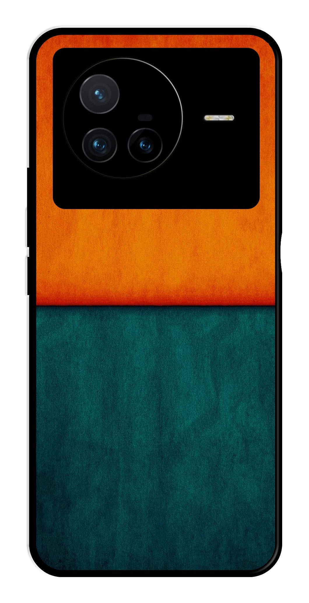 Orange Green Pattern Metal Mobile Case for Vivo X80   (Design No -45)