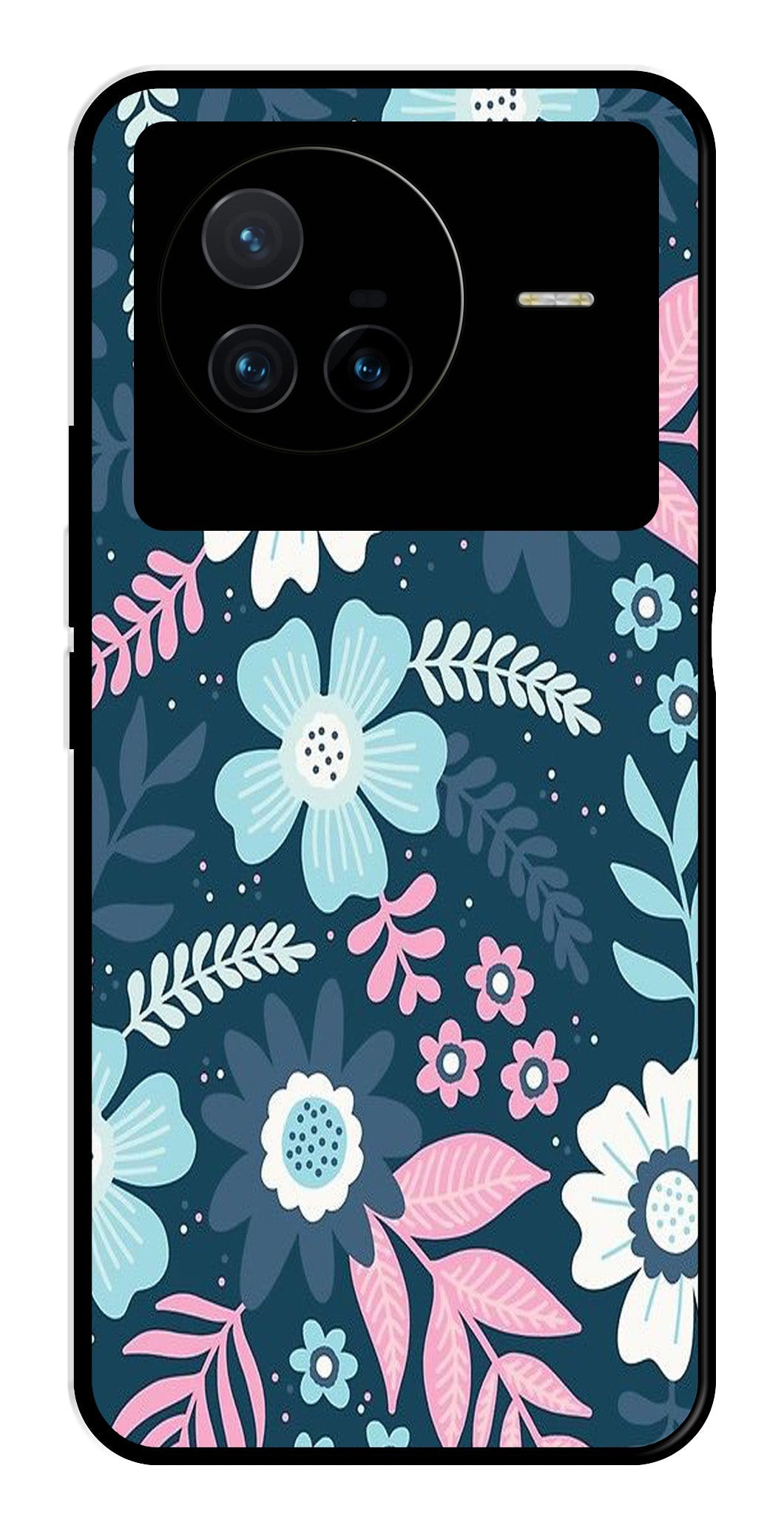 Flower Leaves Design Metal Mobile Case for Vivo X80   (Design No -50)