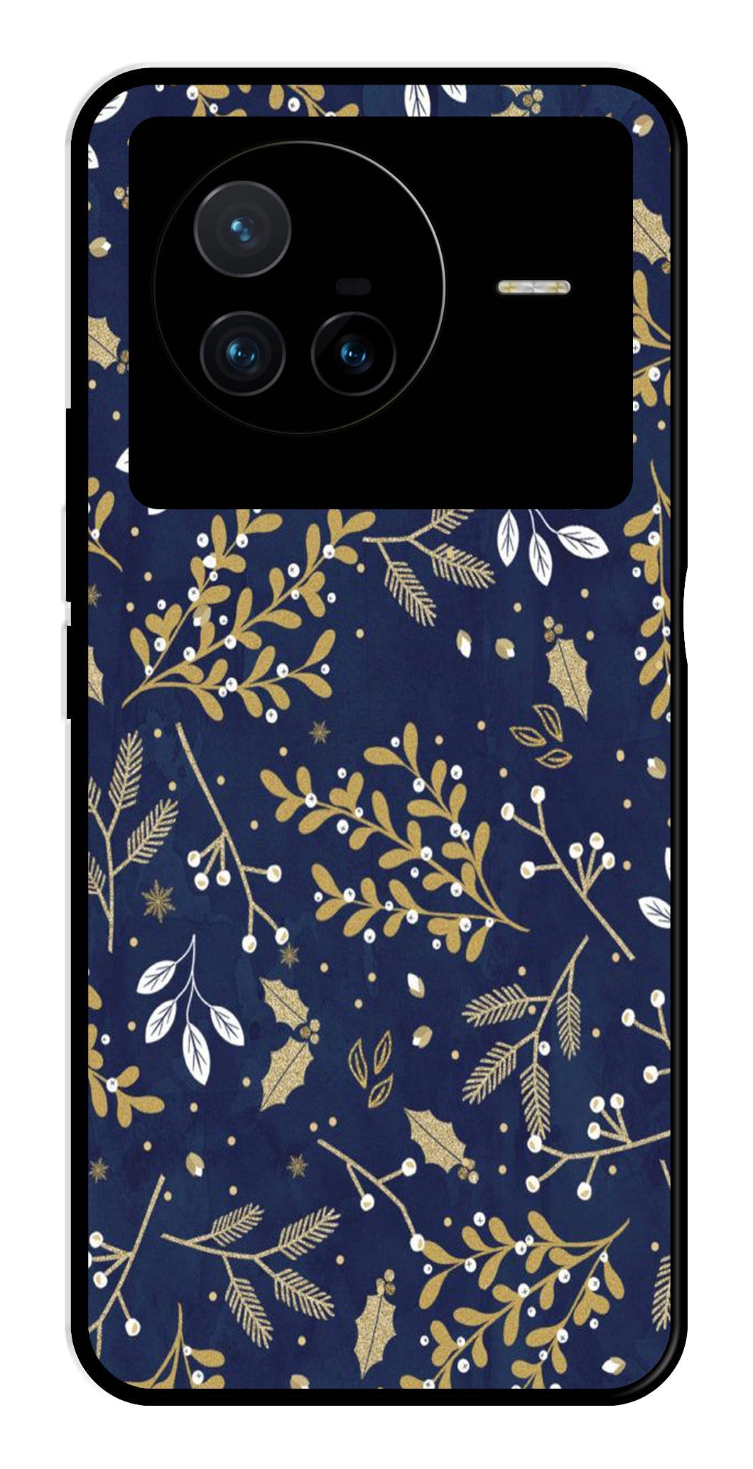 Floral Pattern  Metal Mobile Case for Vivo X80   (Design No -52)