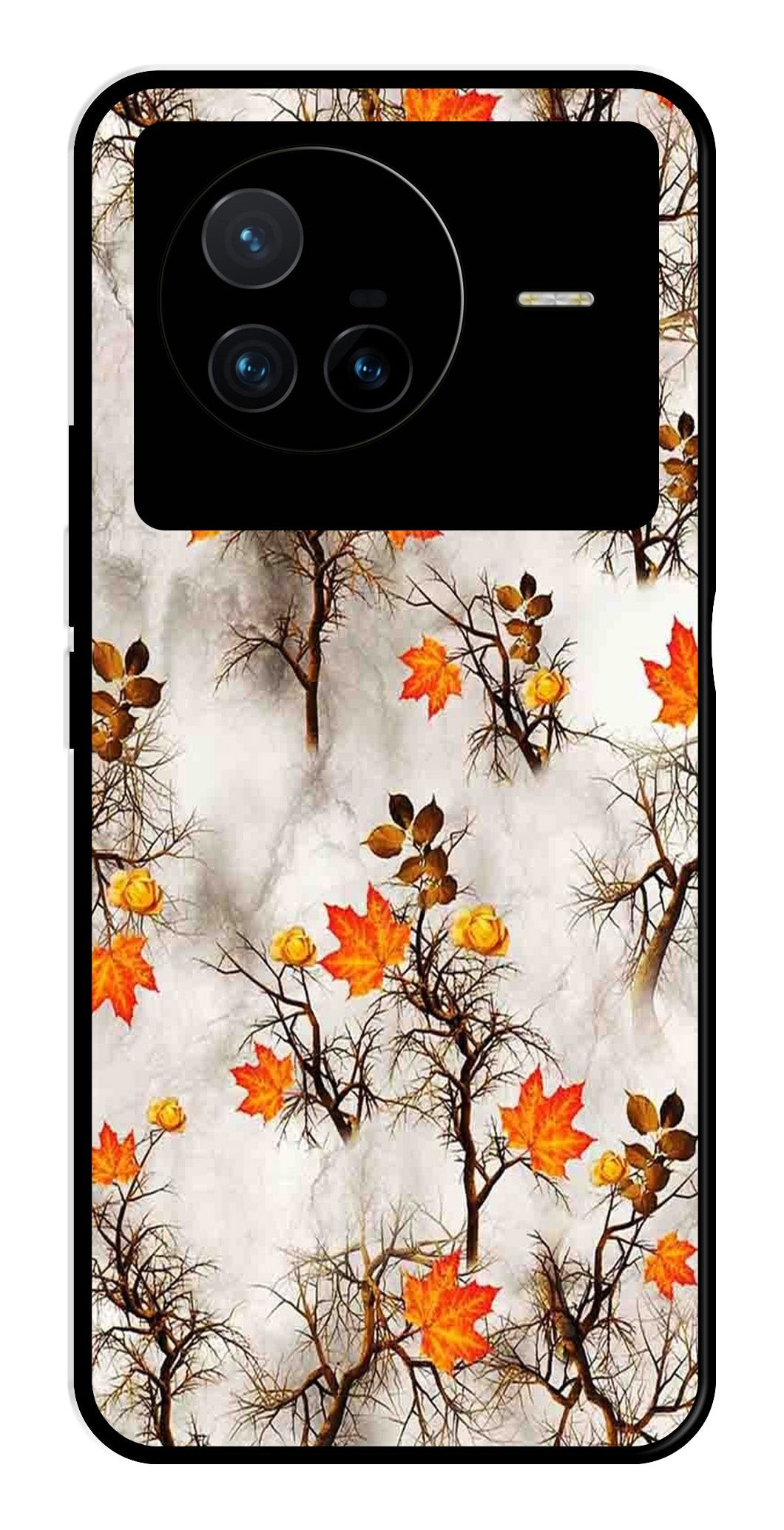 Autumn leaves Metal Mobile Case for Vivo X80   (Design No -55)