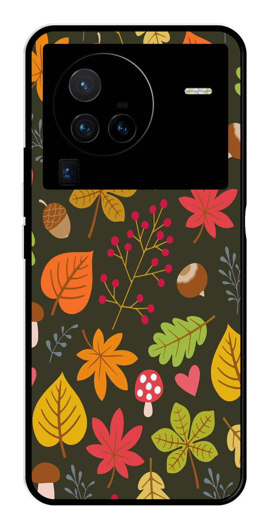 Leaves Design Metal Mobile Case for Vivo X80 Pro   (Design No -51)