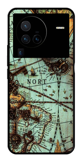 Map Design Metal Mobile Case for Vivo X80 Pro   (Design No -54)