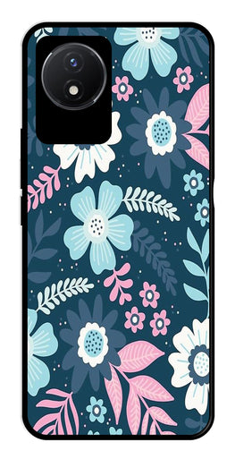 Flower Leaves Design Metal Mobile Case for Vivo Y02   (Design No -50)