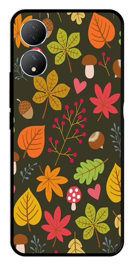 Leaves Design Metal Mobile Case for Vivo Y100   (Design No -51)