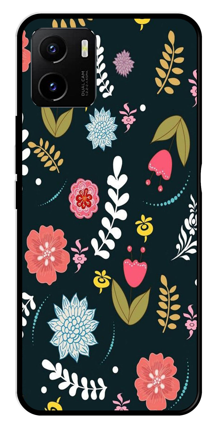 Floral Pattern2 Metal Mobile Case for Vivo Y10   (Design No -12)