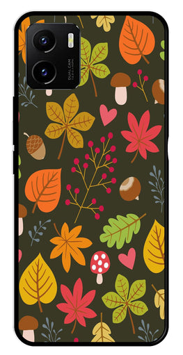 Leaves Design Metal Mobile Case for Vivo Y15s   (Design No -51)