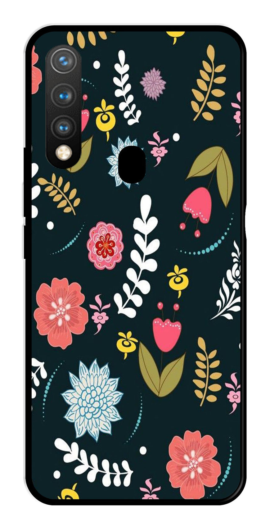 Floral Pattern2 Metal Mobile Case for Vivo Y19   (Design No -12)