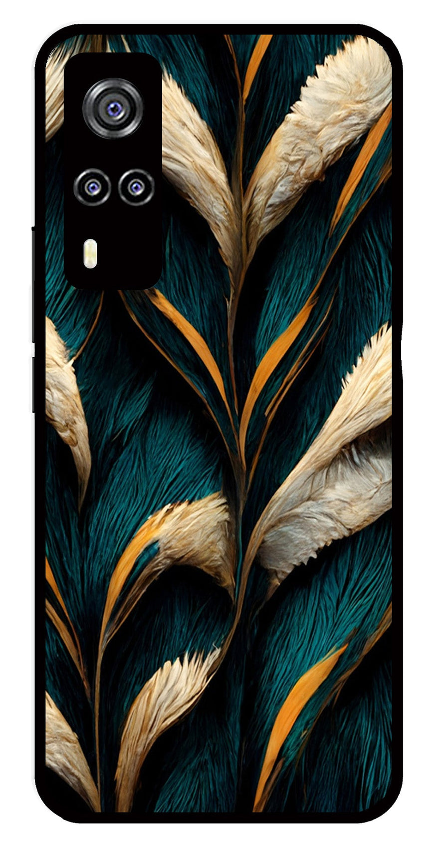 Feathers Metal Mobile Case for Vivo Y31   (Design No -30)