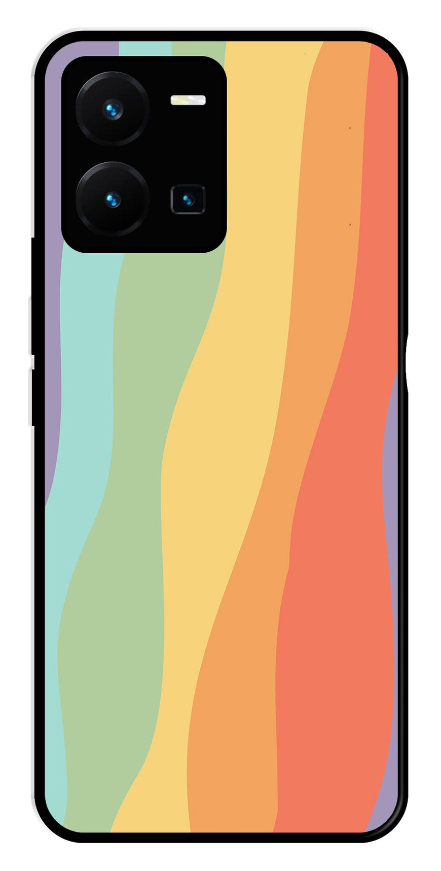 Muted Rainbow Metal Mobile Case for Vivo Y35   (Design No -02)