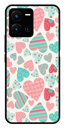 Hearts Pattern Metal Mobile Case for Vivo Y35