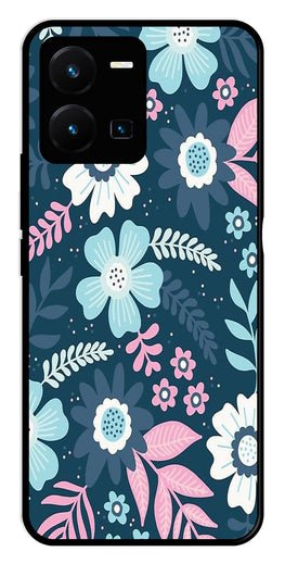 Flower Leaves Design Metal Mobile Case for Vivo Y35   (Design No -50)