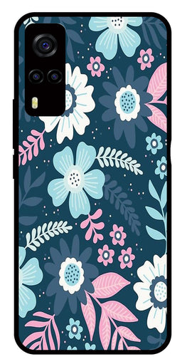 Flower Leaves Design Metal Mobile Case for Vivo Y55s   (Design No -50)