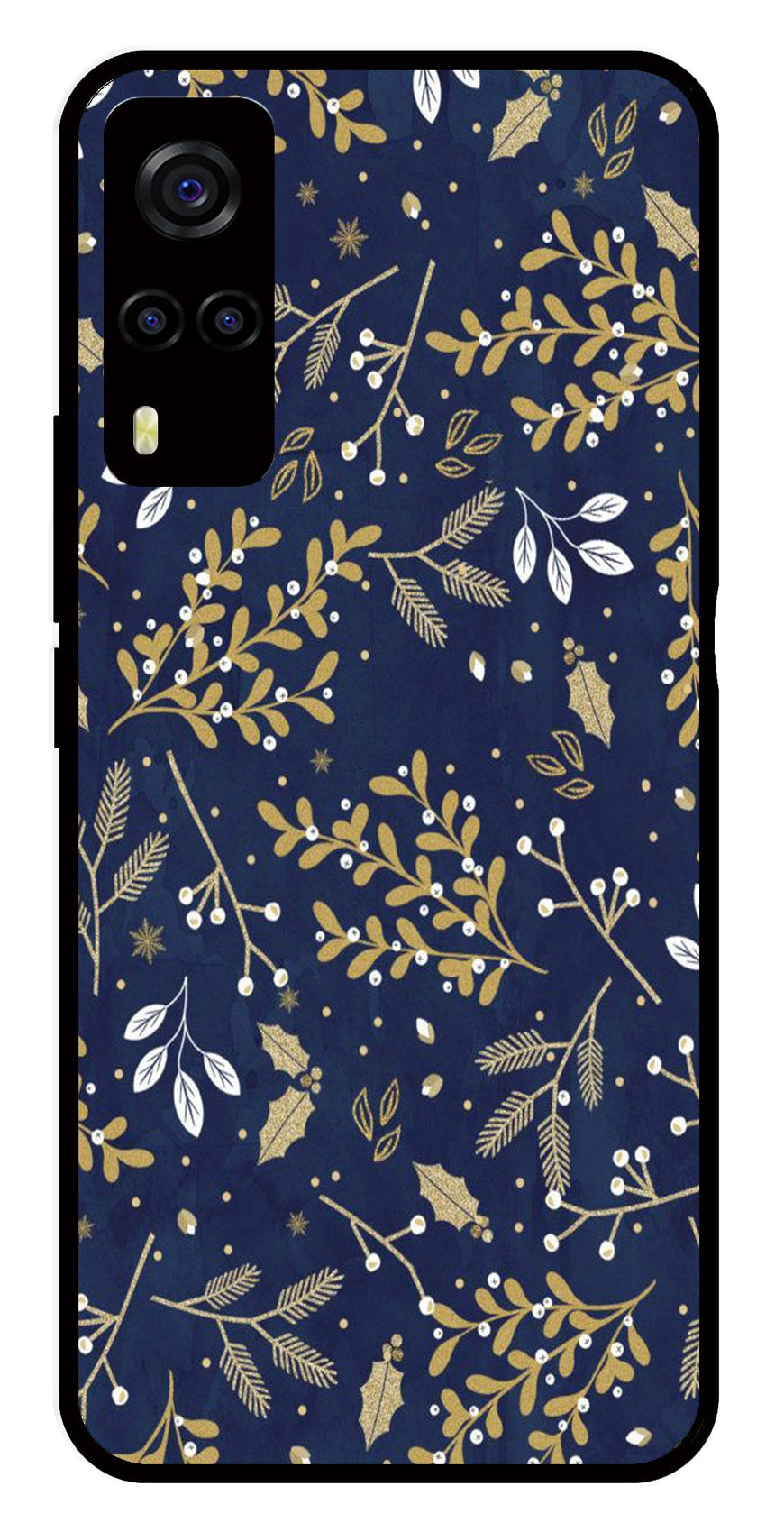 Floral Pattern  Metal Mobile Case for Vivo Y55s   (Design No -52)