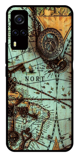 Map Design Metal Mobile Case for Vivo Y55s   (Design No -54)