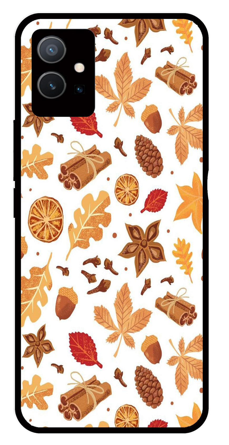 Autumn Leaf Metal Mobile Case for Vivo Y33s 5G   (Design No -19)