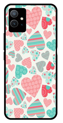 Hearts Pattern Metal Mobile Case for Vivo Y33s 5G