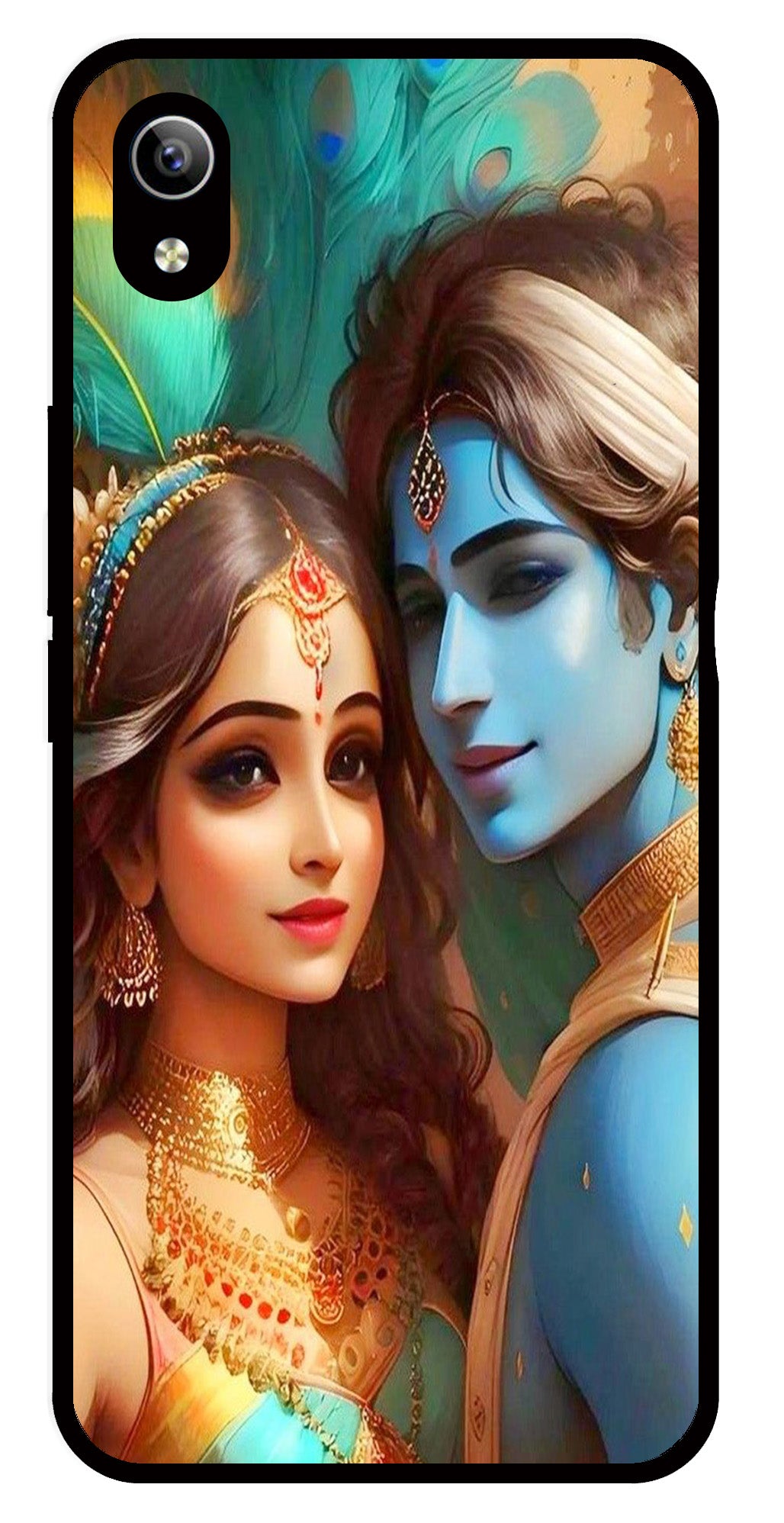 Lord Radha Krishna Metal Mobile Case for Vivo Y91i   (Design No -01)