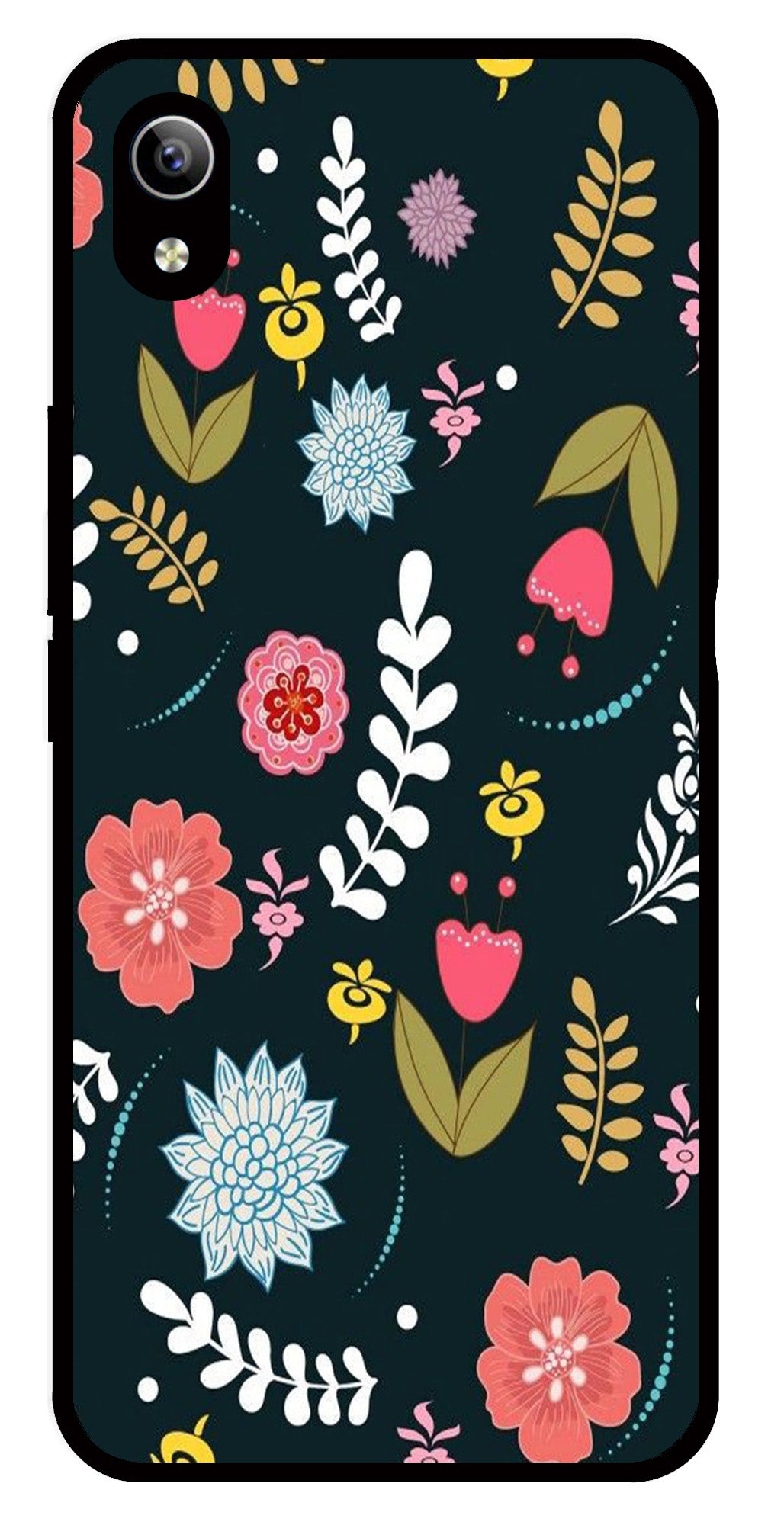 Floral Pattern2 Metal Mobile Case for Vivo Y91i   (Design No -12)