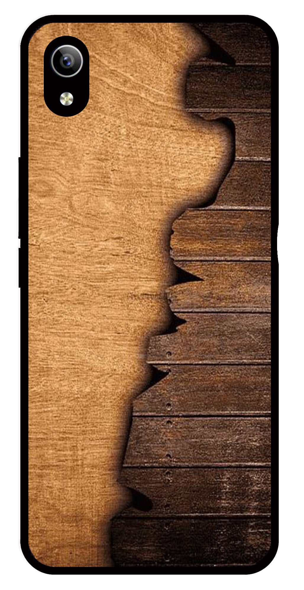 Wooden Design Metal Mobile Case for Vivo Y91i   (Design No -13)