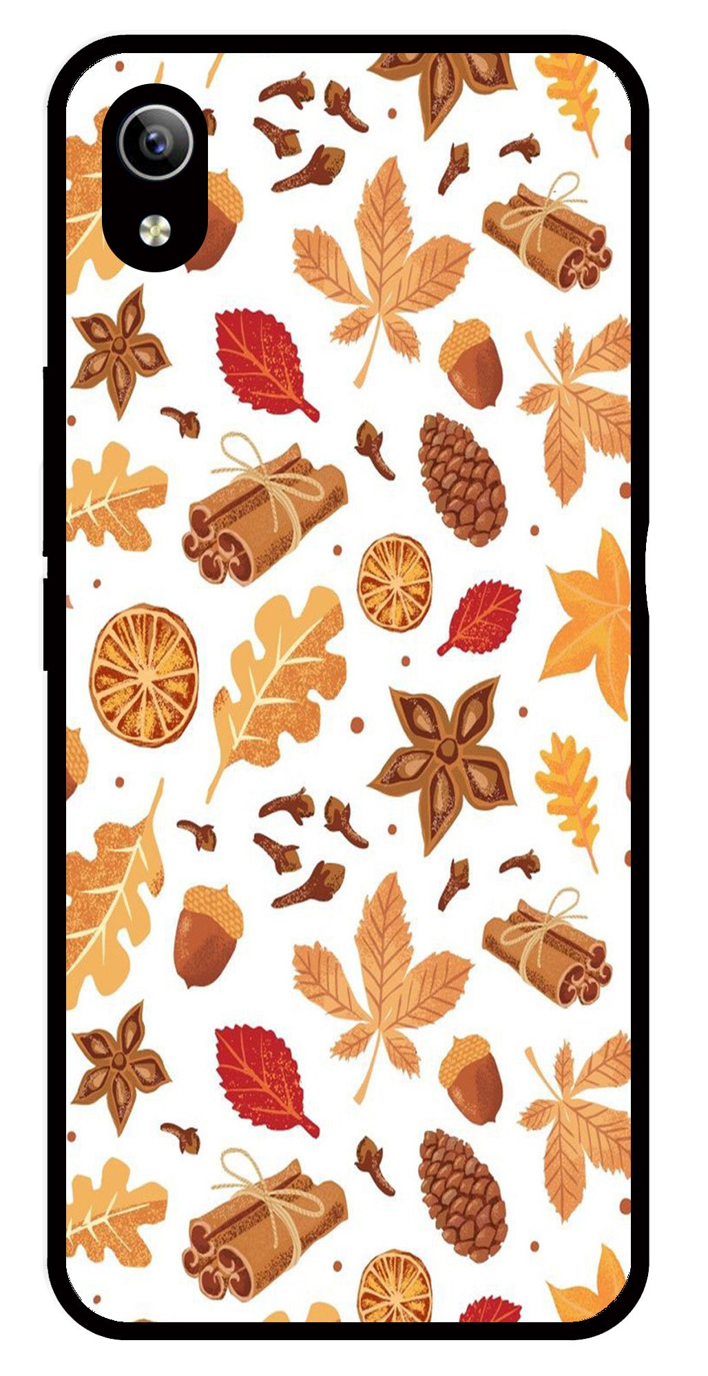 Autumn Leaf Metal Mobile Case for Vivo Y91i   (Design No -19)