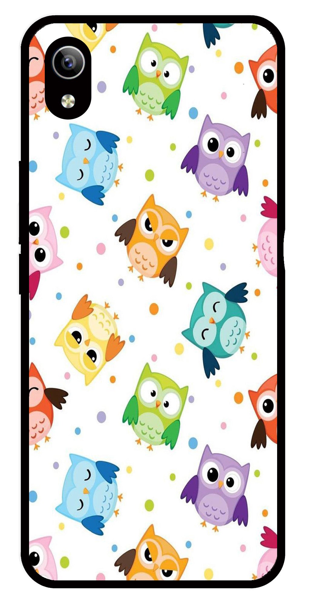 Owls Pattern Metal Mobile Case for Vivo Y91i   (Design No -20)