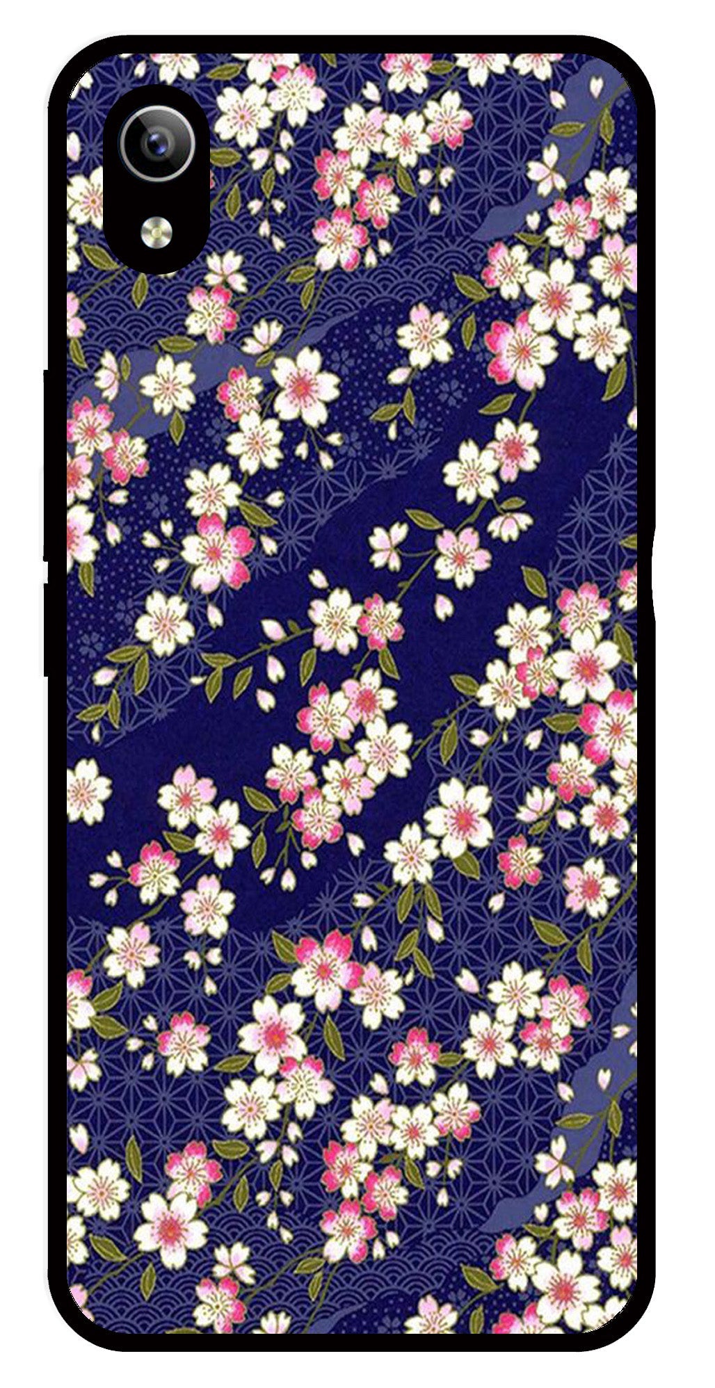 Flower Design Metal Mobile Case for Vivo Y91i   (Design No -25)