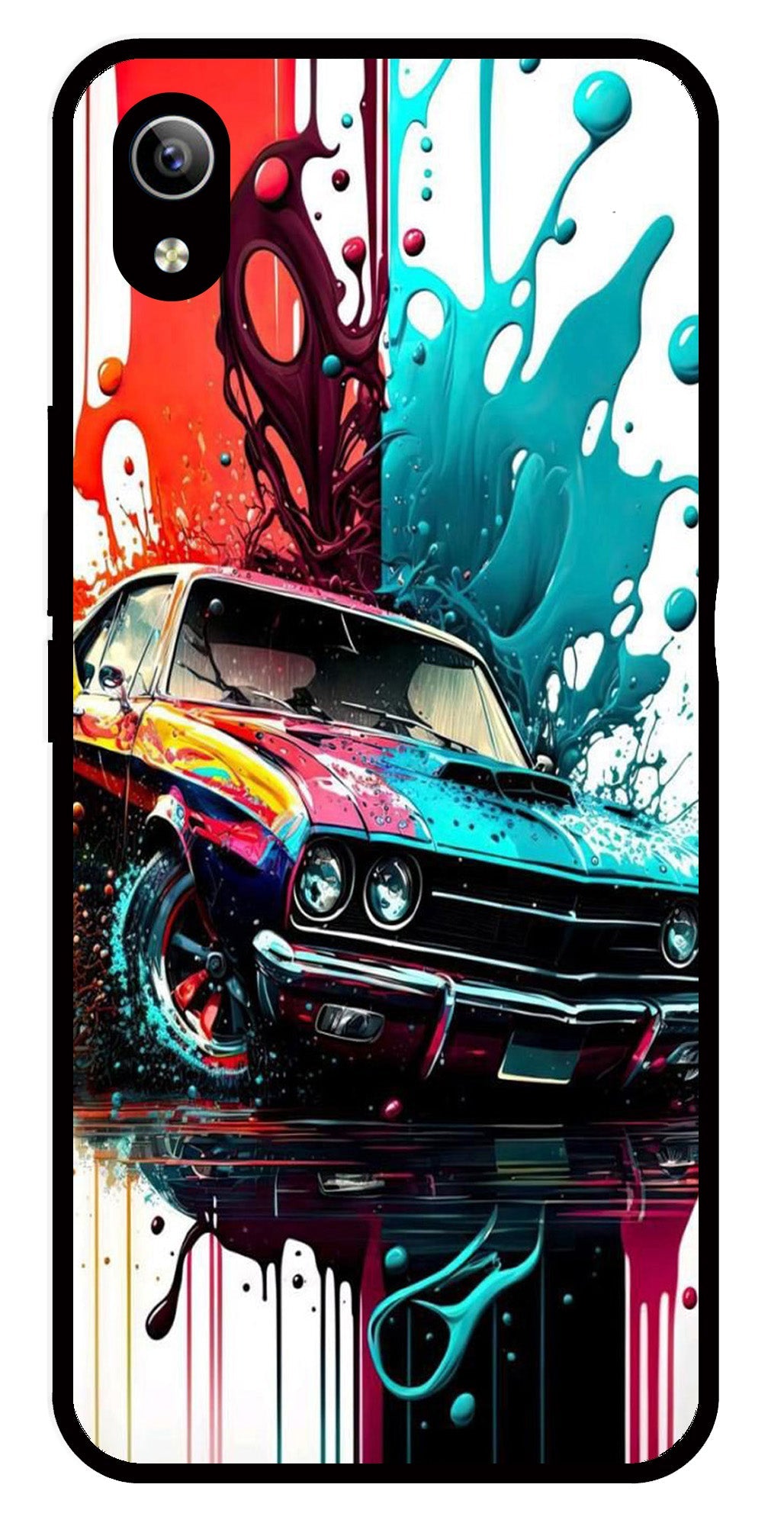 Vintage Car Metal Mobile Case for Vivo Y91i   (Design No -29)