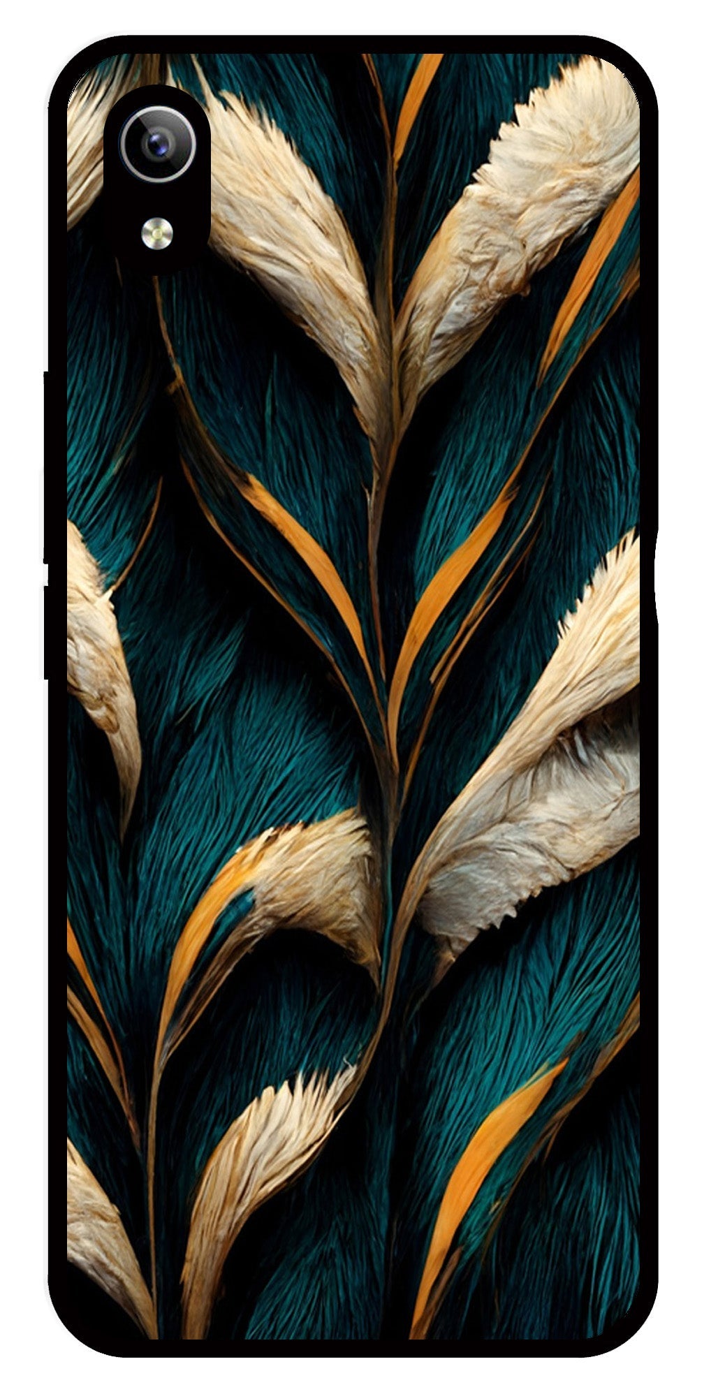 Feathers Metal Mobile Case for Vivo Y91i   (Design No -30)