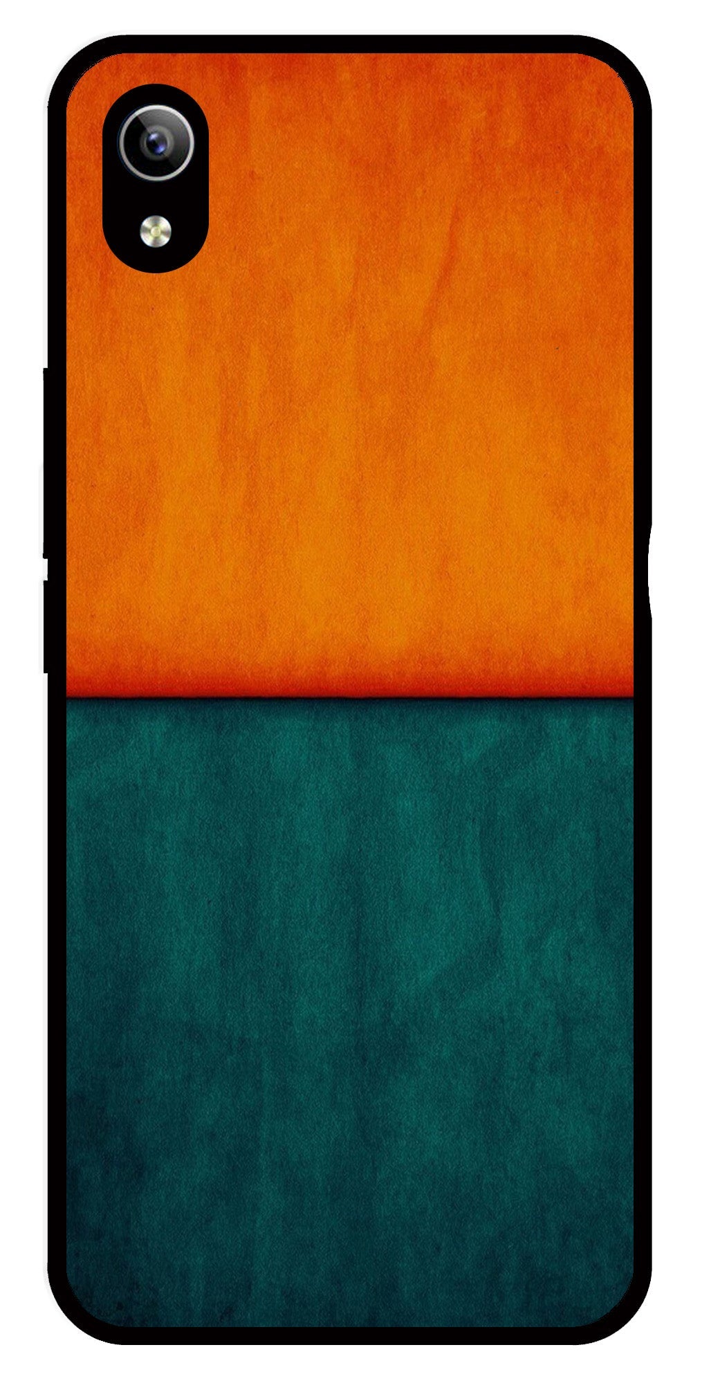 Orange Green Pattern Metal Mobile Case for Vivo Y91i   (Design No -45)