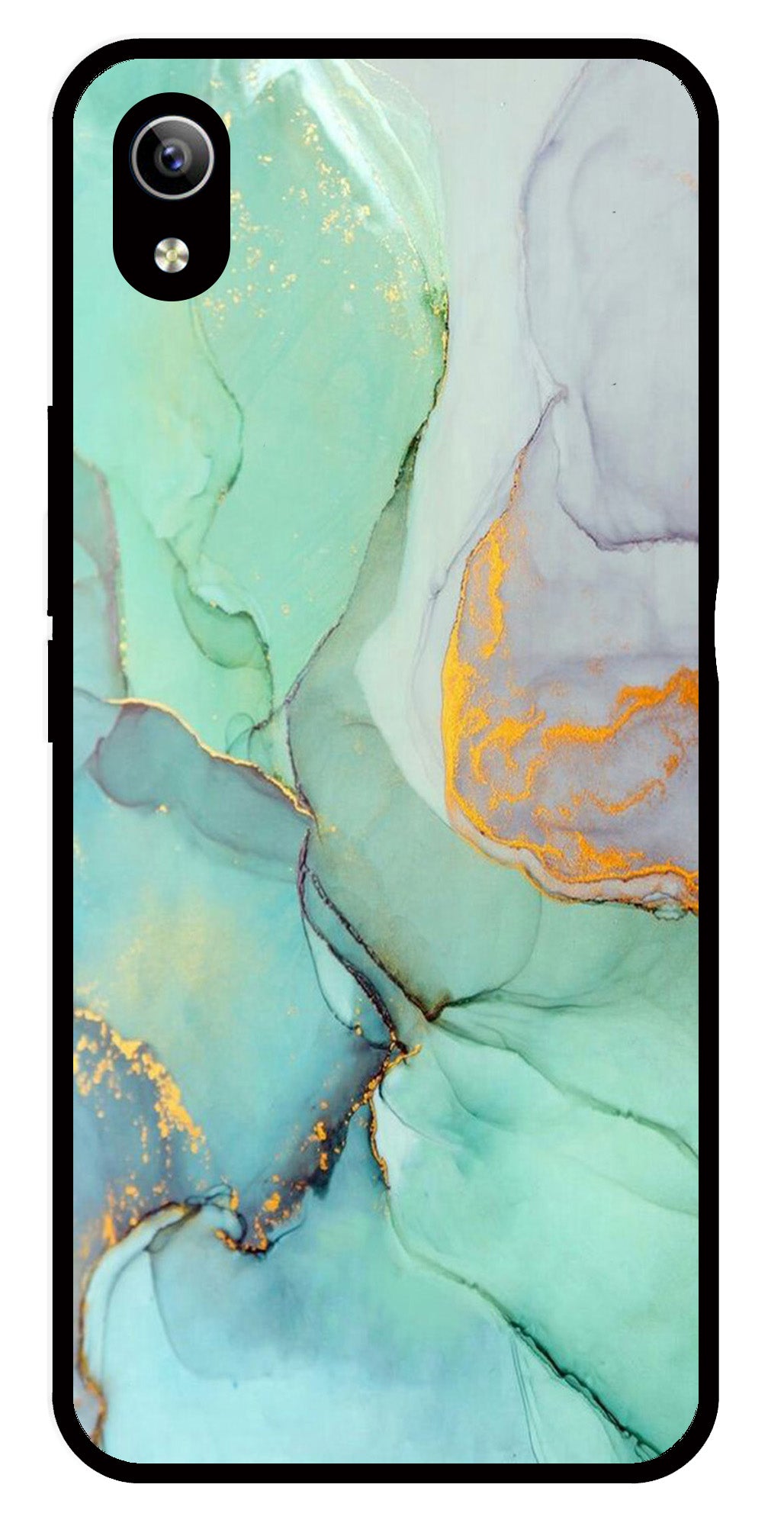 Marble Design Metal Mobile Case for Vivo Y91i   (Design No -46)