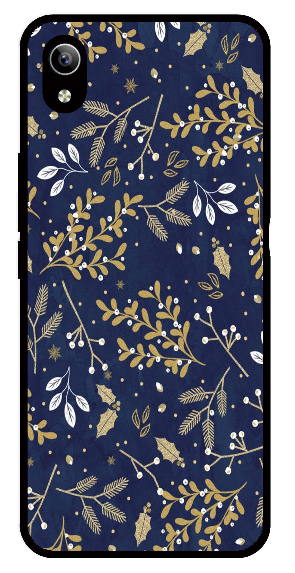 Floral Pattern  Metal Mobile Case for Vivo Y91i   (Design No -52)