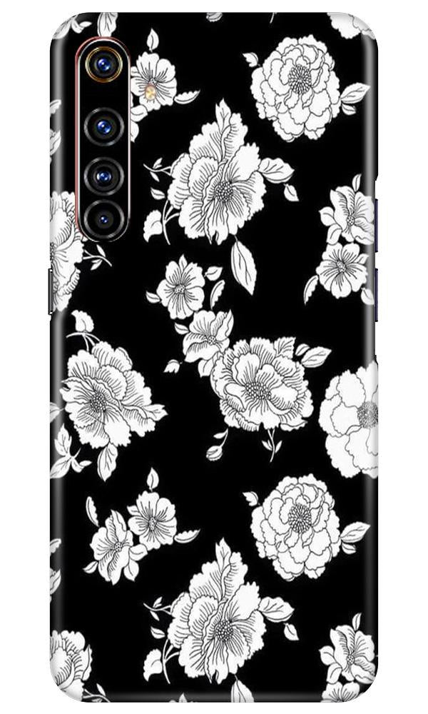 White flowers Black Background Case for Realme X50 Pro